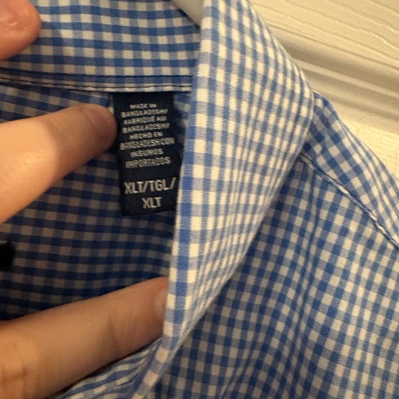 Izod Light Blue Gingham Men's Shirt - Picture 3 of 7